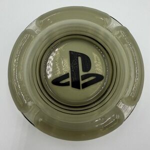Sony PlayStation Glass Ashtray Smoke Grey Round Gaming Logo Collectible Tray
